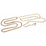 Two 9ct gold neck chains, comprising a 9ct rose gold fancy link neck chain, 55cm long, 17.5g, togeth