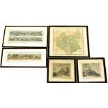 A group of 19thC and later engravings, to include after Smith, new map of the county of Leicester, 4