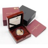 An Elizabeth II 2016 five sovereign gold coin, number 303, in fitted case, with certificate, outer b