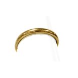 A 9ct gold thin wedding band, of plain design, ring size J½, 1.3g all in.