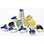 A group of Hornsea ceramics, to include a cylindrical vase with blue spot decoration, 17cm high, and