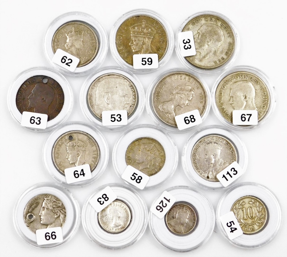 A group of ostensibly foreign coins, to include a 1915 ten pfennig, a 1938 two Reichsmark, a 1948 Ea - Image 2 of 2