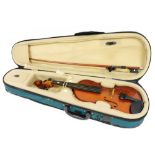 A John Hornby Skewes and Co violin, model ACV32, with bow, cased, the violin 51cm long, the body 30c