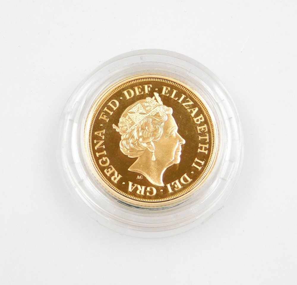 An Elizabeth II 2017 full gold sovereign, numbered 227, struck To Commemorate The Sapphire Jubilee o - Image 3 of 3