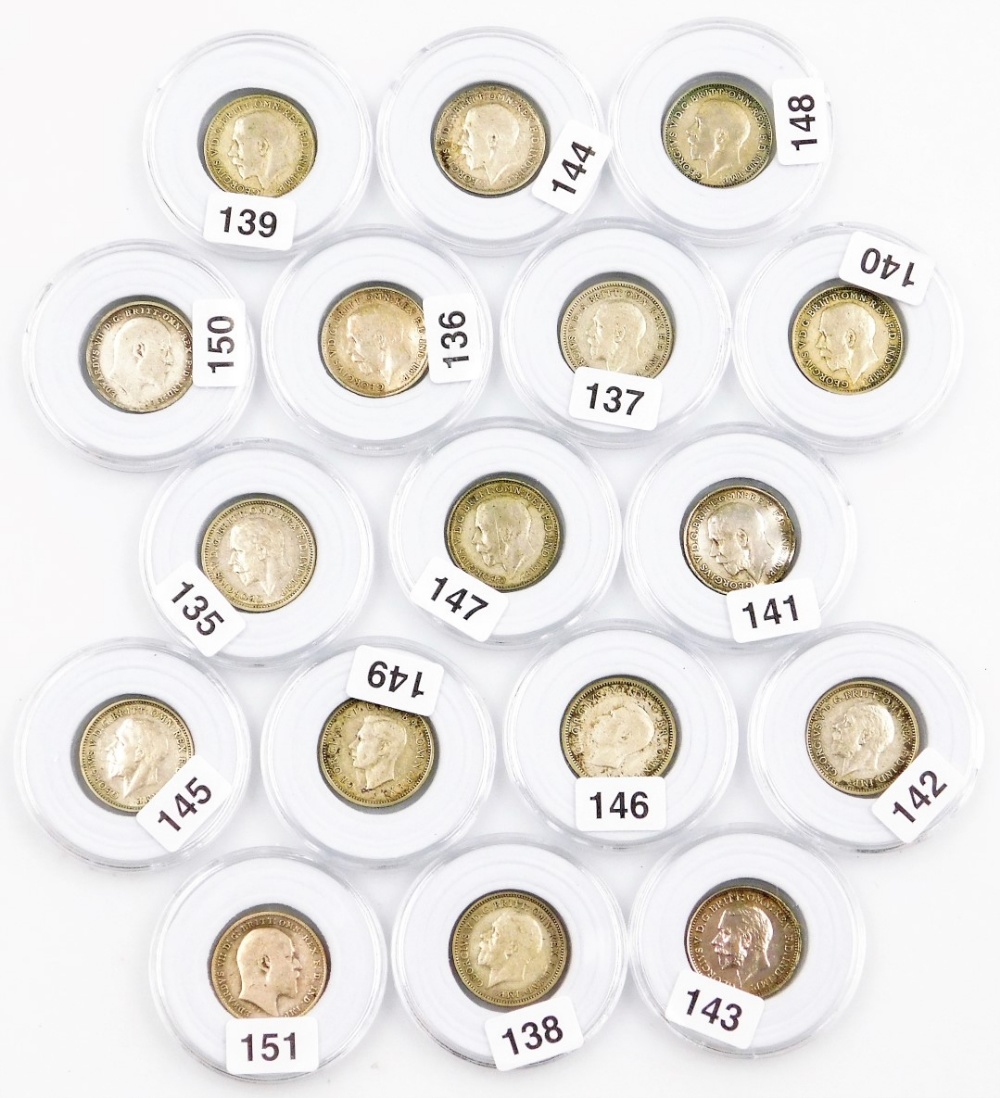 Silver and other threepence coins, to include 1912 (2), 1916, 1917, 1920, 1922, 1905, 1907, 1937, 19 - Image 2 of 2