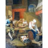 19thC Continental School. Tavern Scene, oil on canvas, unsigned, 55cm x 50cm.