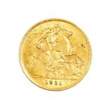 A George V gold half sovereign 1911, 4.0g.