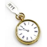 A late 19thC Waltham pocket watch, open faced, keyless wind, in a gold plated case, the enamel dial