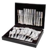 A silver plated canteen of cutlery decorated in the Kings pattern, cased.