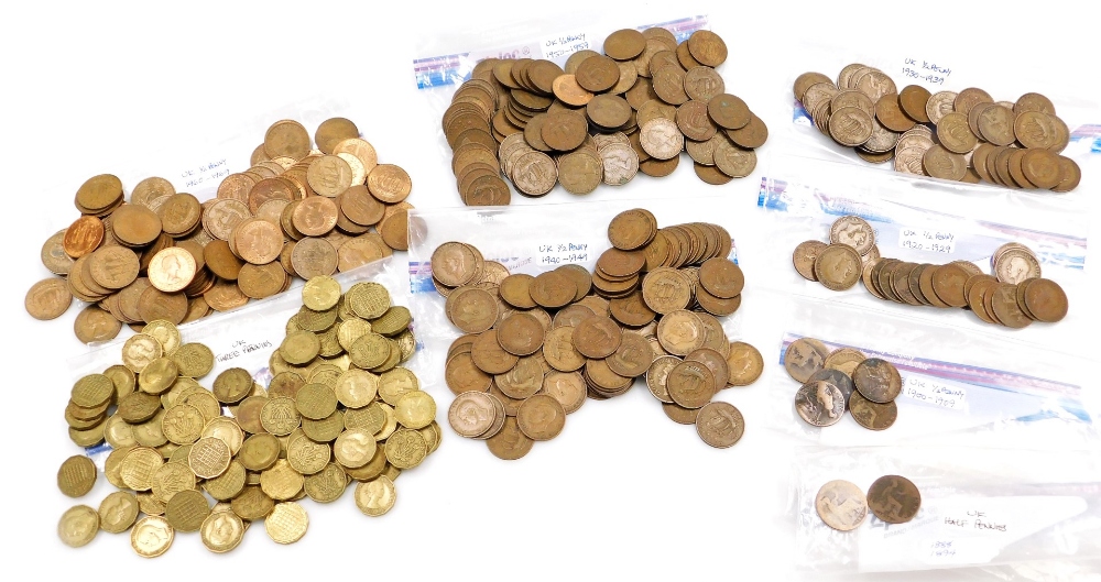 British coins, ostensibly half pennies and brass threepences. (a quantity)