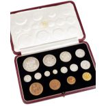 A George VI 1937 specimen coin set, containing fifteen coins from half crown to farthing, including