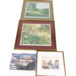 A group of pictures, after Norman Battershill, A Sussex Lane, limited edition print, number 40/1000,