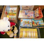 A group of Rupert The Bear related ephemera, to include jigsaw puzzles, a large Rupert soft toy, 52c