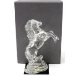 A Waterford crystal figure of a rearing horse, with certificate, boxed, 23cm high.