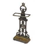 A Victorian Coalbrookdale style cast iron umbrella and stick stand, after the bird and foliate motif