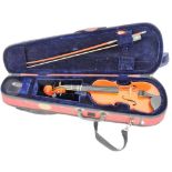 A Stentor Student II violin, with bow, cased, the violin 45cm long overall, the body 27.5cm long.