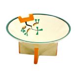 A Clarice Cliff Bizarre Ravel pattern conical bowl, hand painted with an abstract design in green, o