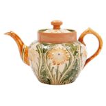 A Moorcroft Macintyre and Co Florian ware bachelor's teapot and cover, of bullet shaped form, decora