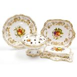 A Spode Golden Valley porcelain serpentine box and cover, together with a pot pourri bowl, inner lid