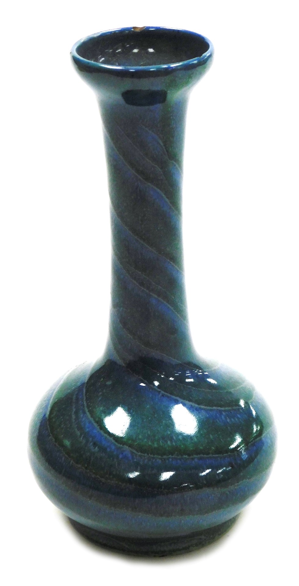 A Moorcroft pottery bottle vase, with a squat body and elongated neck with flared rim, decorated in