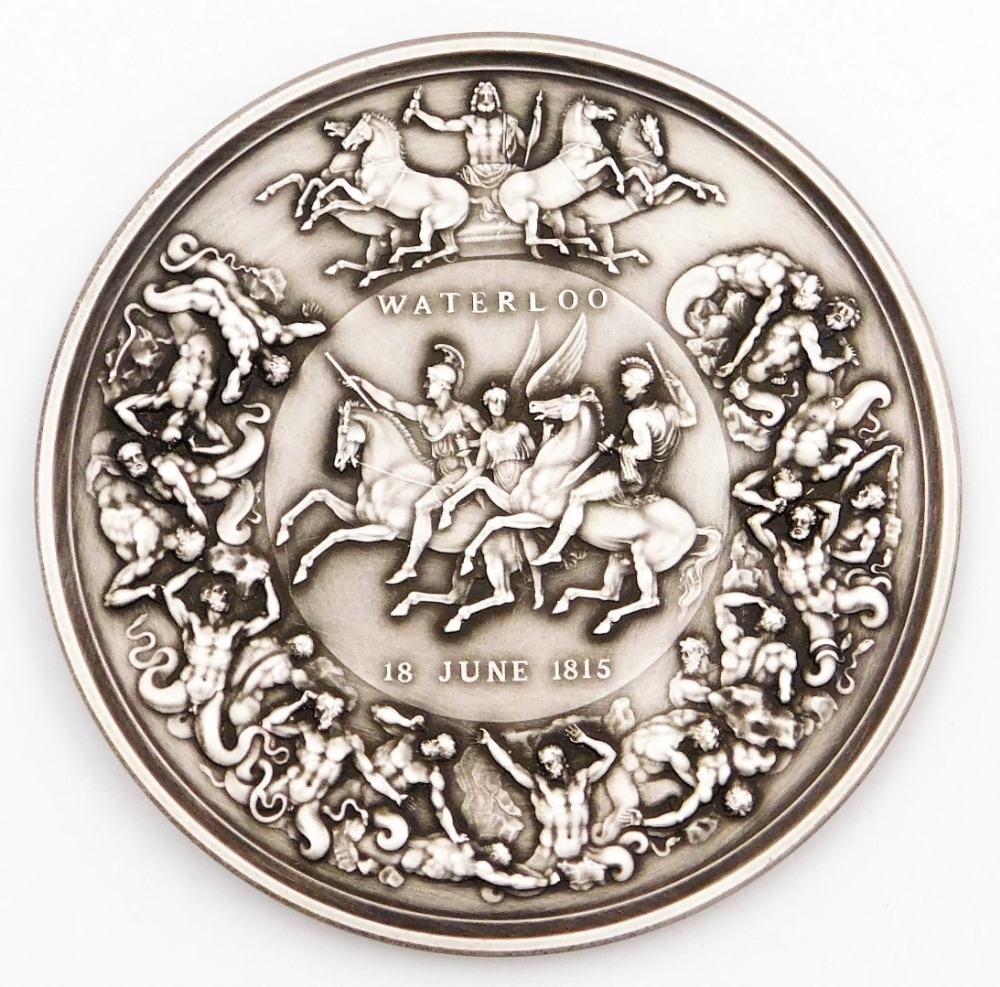 A Royal Mint Pistrucci Waterloo silver medal, by Benedetto Pistrucci, to commemorate the 200th anniv - Image 2 of 3