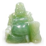 A jadeite figure of a seated Buddha, 6cm wide.