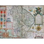 After Thomas Bassett and Richard Chilwell. Map of Lincolnshire, including coats of arms, hand colour