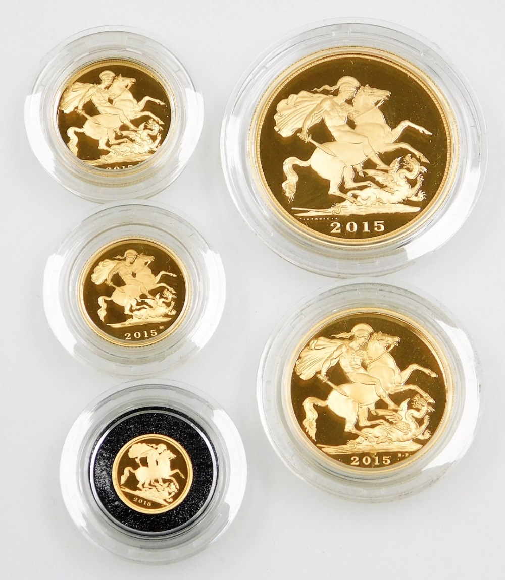 Two Elizabeth II 2015 gold sovereign five coin sets, to commemorate the fourth and fifth portrait co - Image 4 of 5