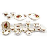 A group of Royal Albert porcelain Old Country Roses dressing table items, including bowls, jar and c