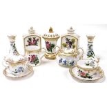 A group of Spode Stafford Flowers pattern porcelain, comprising a pair of tea caddies, pair of candl