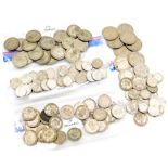 British part silver and cupronickel coins, to include florins, shillings, six pences, etc. (a quanti