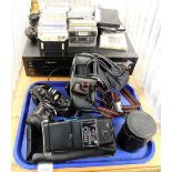 A Nakamichi cassette deck, DR-8, various cassettes, a Canon A-1 camera, other camera equipment, etc.