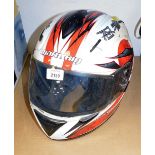 A Marushin motorcycle helmet.