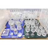 A quantity of glassware, to include cut glass wine glasses, tumblers, an Edinburgh Crystal miniature