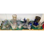 Various glassware, to include blue glass medicinal bottle, 20cm high, Bristol blue glass decanter an