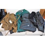 A quantity of gents clothing, to include a green corduroy jacket, an Emporio suede jacket size XL, w
