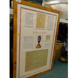 The Birth of The Ashes framed set, with facsimile Boil and Co cricket score card and batting order.