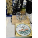 Various table lamps, shades, chopping board, decorative plate, etc. (a quantity)