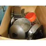 Household pans, cheese grater, etc. (1 box)