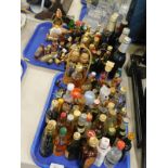 Various miniature alcohol bottles, vintage and other, etc. (2 trays)