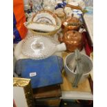 Cased flatware, fruit press, copperware, plates, etc. (a quantity)