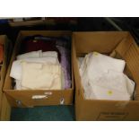 Various linen, some work linen, table settings, etc. (2 boxes)
