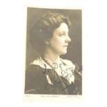 A photographic postcard of Lena Ashwell, hand titled and signed in black ink, 8cm x 13cm.
