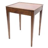 A mahogany rectangular occasional table, with a raised gallery on square tapering legs, 70cm high,