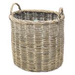 A two handled log basket and various seat covers, 47cm diameter.