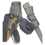 Various gun related and shooting clothing, a Beretta material gun case, canvas carrying case,