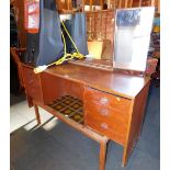 A Stag mid century teak dressing table, with mirrors. (AF)