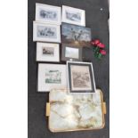 Various pictures and prints, serving tray, Looe Cornwall, The City of York and others. (a quantity)