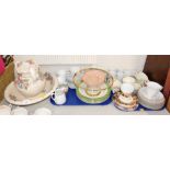 Various ceramics and effects, part tea wares, cakestand, wash jug and bowl set, etc. (2 trays and a
