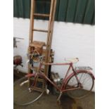Wooden ladder, Claude Butler bike (AF), workmate and a jerry can. (4)